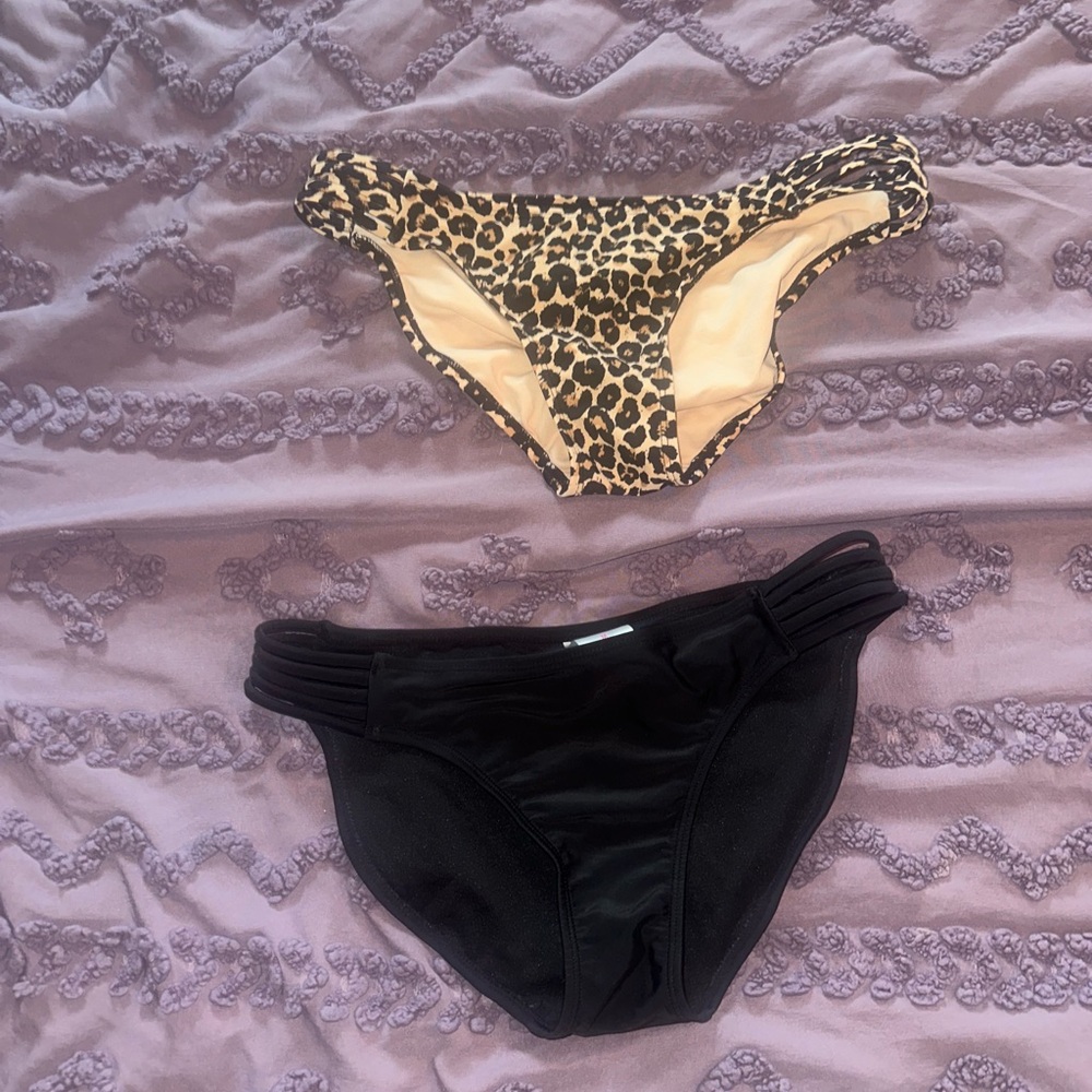 Leopard and Black Bikini Bottoms